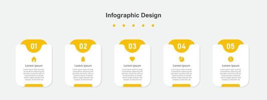 fem steg orange abstrakt företag infographic mall vektor