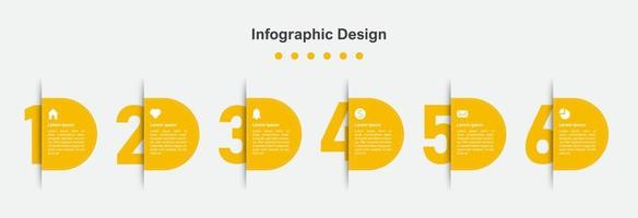 sechs Schritte orange abstrakte Business-Infografik-Vorlage vektor