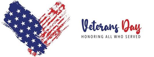 veteraner dag kreativ illustration för affisch, baner eller social media posta med grunge USA flagga bakgrund. vektor