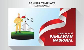 selamat hari pahlawan nationella. översättning Lycklig indonesiska nationell hjältar dag. vektor illustration