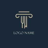yw första logotyp för advokat, lag fast, lag kontor med pelare ikon design vektor
