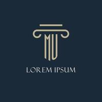 mu initiales Logo für Anwalt, Anwaltskanzlei, Anwaltskanzlei mit Säulen-Icon-Design vektor