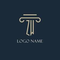 zw första logotyp för advokat, lag fast, lag kontor med pelare ikon design vektor