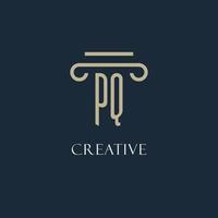 pq Anfangslogo für Anwalt, Anwaltskanzlei, Anwaltskanzlei mit Pfeiler-Icon-Design vektor