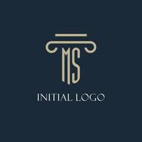 Fröken första logotyp för advokat, lag fast, lag kontor med pelare ikon design vektor