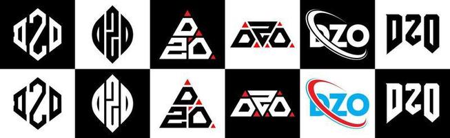 dzo brev logotyp design i sex stil. dzo polygon, cirkel, triangel, sexhörning, platt och enkel stil med svart och vit Färg variation brev logotyp uppsättning i ett rittavla. dzo minimalistisk och klassisk logotyp vektor