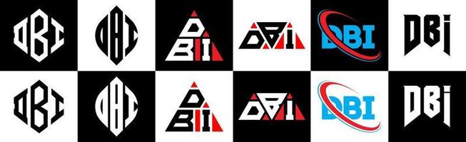 dbi brev logotyp design i sex stil. dbi polygon, cirkel, triangel, sexhörning, platt och enkel stil med svart och vit Färg variation brev logotyp uppsättning i ett rittavla. dbi minimalistisk och klassisk logotyp vektor