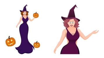 Halloween-Hexe-Vektor-Illustration Hexe-Charakter-Vektor-Illustration vektor