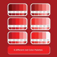 6 annorlunda röd Färg paletter med lutning Färg vektor