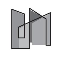 tunn tecken av byggnad hus modern verklig egendom lägenhet platt linje logotyp vektor ikon