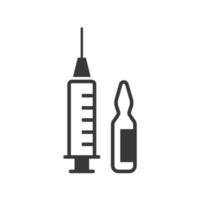 Impfstoff- und Spritzensymbol auf weißem Hintergrund. Vektor-Illustration. vektor