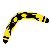 Vektor traditioneller hölzerner Bumerang mit schönem gelbem Muster. Ein Werkzeug, das von Australiern als Jagdwaffe auf weißem Hintergrund verwendet wird. ideal für Karma-Logos.