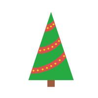 enkel triangel- jul träd som en symbol av en Lycklig ny år, en roligt firande av de jul Semester. ljus Smycken gnistrar. ljus skinande vektor design illustration. platt stil.