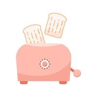 Toastscheiben, die aus dem Toaster springen. flache vektorillustration lokalisiert auf weißem hintergrund. vektor