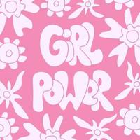 Girl Power Inschrift auf rosa Blumenhintergrund vektor