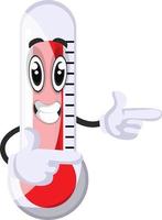 Thermometer zeigt mit Fingern, Illustration, Vektor auf weißem Hintergrund.