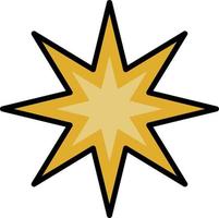 glänzender goldener Stern, Illustration, Vektor auf weißem Hintergrund.