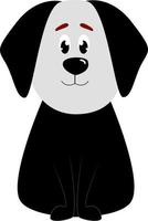 Schwarz-Weiß-Hund, Illustration, Vektor auf weißem Hintergrund.