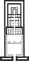 Tempel des Edfu-Plans, altägyptischer Tempel, Vintage-Gravur. vektor