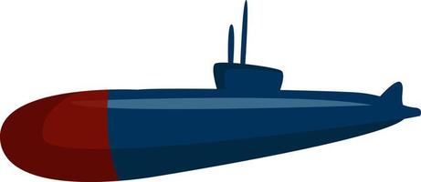 blå u-båt, illustration, vektor på vit bakgrund