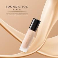 elegante Make-up-Werbung mit flüssiger Foundation-Banner-Vorlage vektor