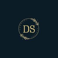 anfängliches ds-schönheitsmonogramm und elegantes logo-design, handschriftliches logo der ersten unterschrift, hochzeit, mode, blumen und botanik mit kreativer vorlage. vektor