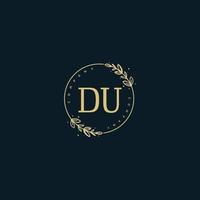 Initial du Beauty-Monogramm und elegantes Logo-Design, Handschrift-Logo der Erstunterschrift, Hochzeit, Mode, Blumen und Pflanzen mit kreativer Vorlage. vektor