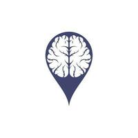 hjärna Karta stift form begrepp logotyp design. spåna kraft tänkande hjärna logotyp ikon vektor