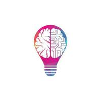 Gehirn Verbindung Glühbirne Form Konzept Form-Konzept Logo-Design. Logo-Vorlage für digitales Gehirn. vektor