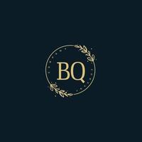 anfängliches bq-schönheitsmonogramm und elegantes logo-design, handschriftliches logo der ersten unterschrift, hochzeit, mode, blumen und botanik mit kreativer vorlage. vektor