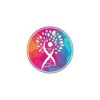DNA-Baum-Vektor-Logo-Design. DNA-genetische Ikone. dna mit grünen blättern, vektorlogodesign. vektor