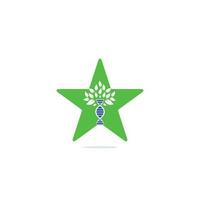 dna träd stjärna form begrepp vektor logotyp design. dna genetisk ikon. dna med grön löv vektor logotyp design.