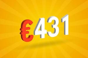 431-Euro-Währung 3D-Vektortextsymbol. 3d 431 Euro Europäische Union Geld Stock Vektor