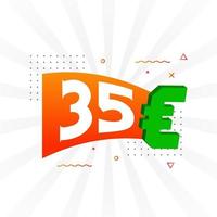 35-Euro-Währungsvektor-Textsymbol. 35 Euro Geldvorratvektor der Europäischen Union vektor