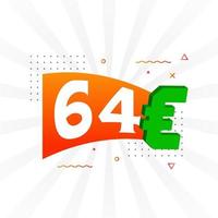 64-Euro-Währungsvektor-Textsymbol. 64 euro währungsaktienvektor der europäischen union vektor