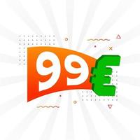 99 euro valuta vektor text symbol. 99 euro europeisk union pengar stock vektor