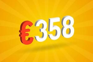 358 euro valuta 3d vektor text symbol. 3d 358 euro europeisk union pengar stock vektor