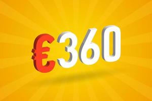 360 euro valuta 3d vektor text symbol. 3d 360 euro europeisk union pengar stock vektor