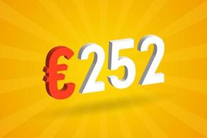 252 euro valuta 3d vektor text symbol. 3d 252 euro europeisk union pengar stock vektor
