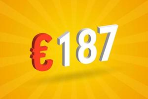 187-Euro-Währung 3D-Vektortextsymbol. 3d 187 Euro Europäische Union Geld Stock Vektor