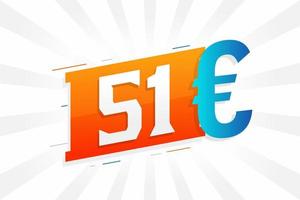 51-Euro-Währungsvektor-Textsymbol. 51 euro geldstockvektor der europäischen union vektor