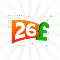 26-Pfund-Währungsvektor-Textsymbol. 26 britische Pfund Geld Stock Vektor