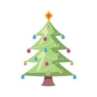grön jul tall träd med bollar vektor