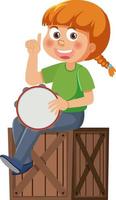 en flicka spelar tamburin vektor