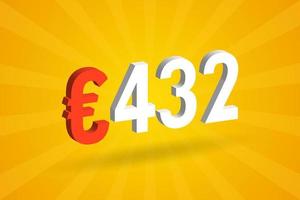 432 euro valuta 3d vektor text symbol. 3d 432 euro europeisk union pengar stock vektor