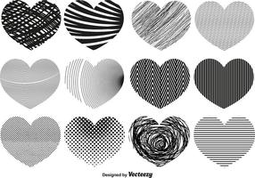 Vektor Sammanfattning hjärtan olika texturer