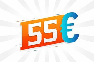 55-Euro-Währungsvektor-Textsymbol. 55 Euro Geldvorratvektor der Europäischen Union vektor