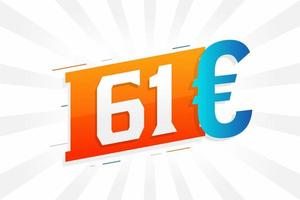 61-Euro-Währungsvektor-Textsymbol. 61 euro währungsaktienvektor der europäischen union vektor