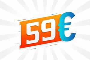 59-Euro-Währungsvektor-Textsymbol. 59 euro geldstockvektor der europäischen union vektor