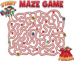 Labyrinth-Spielvorlage im Weihnachtsthema für Kinder vektor